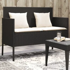 Banco de jardín con cojines ratán sintético negro by , garden benches - Ref: Foro24-365770, Price: 159,30 €, Discount: %