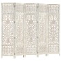 Paravent 5 Paneele handgeschnitztes weißes Mangoholz 200x165 cm von vidaXL, Raumteiler - Ref: Foro24-285331, Preis: 285,44 €,...