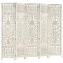Screen 5 panels hand carved white mango wood 200x165 cm by vidaXL, Room dividers - Ref: Foro24-285331, Price: 268,63 €, Disco...