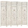 Paravent 5 Paneele handgeschnitztes weißes Mangoholz 200x165 cm von vidaXL, Raumteiler - Ref: Foro24-285331, Preis: 285,44 €,...