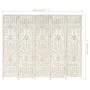 Screen 5 panels hand carved white mango wood 200x165 cm by vidaXL, Room dividers - Ref: Foro24-285331, Price: 268,63 €, Disco...