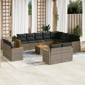 Gartensofagarnitur mit 13-teiligen Kissen aus grauem Kunststoff-Rattan. von , Gartensets - Ref: Foro24-3258924, Preis: 842,74...
