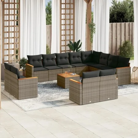 Set sofás de jardín con cojines 13 piezas ratán sintético gris de , Conjuntos de jardín - Ref: Foro24-3258924, Precio: 844,19...