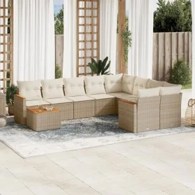 Gartensofa-Set mit 10-teiligen beigen Kissen aus synthetischem Rattan. von , Gartensets - Ref: Foro24-3258719, Preis: 677,67 ...