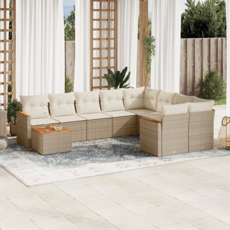 Juego de sofás jardín con cojines beige 10 pzas ratán sintético by , Garden sets - Ref: Foro24-3258719, Price: 691,32 €, Disc...