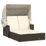 Tumbona doble con capota y cojines ratán sintético marrón by , Loungers - Ref: Foro24-365808, Price: 344,98 €, Discount: %