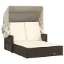 Tumbona doble con capota y cojines ratán sintético marrón by , Loungers - Ref: Foro24-365808, Price: 325,77 €, Discount: %