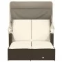 Tumbona doble con capota y cojines ratán sintético marrón by , Loungers - Ref: Foro24-365808, Price: 344,98 €, Discount: %