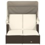 Tumbona doble con capota y cojines ratán sintético marrón by , Loungers - Ref: Foro24-365808, Price: 325,77 €, Discount: %