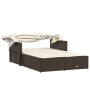 Tumbona doble con capota y cojines ratán sintético marrón by , Loungers - Ref: Foro24-365808, Price: 325,77 €, Discount: %