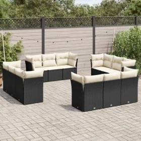 Set de sofás de jardín 12 piezas cojines ratán sintético negro by , Garden sets - Ref: Foro24-3217326, Price: 808,38 €, Disco...
