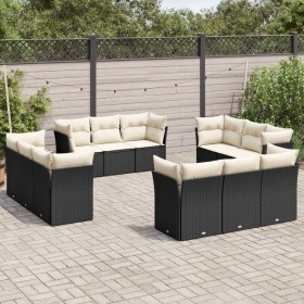 Set de sofás de jardín 12 piezas cojines ratán sintético negro by , Garden sets - Ref: Foro24-3217326, Price: 745,80 €, Disco...