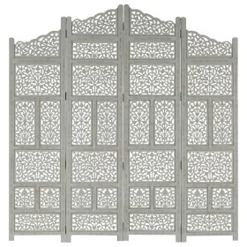 Paravent 4 Paneele handgeschnitztes graues Mangoholz 160x165 cm von vidaXL, Raumteiler - Ref: Foro24-285328, Preis: 210,46 €,...