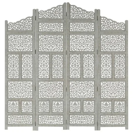 Screen 4 panels hand carved gray mango wood 160x165 cm by vidaXL, Room dividers - Ref: Foro24-285328, Price: 210,21 €, Discou...