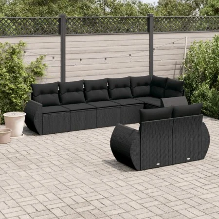 Set de sofás de jardín 8 piezas y cojines ratán sintético negro by , Modular outdoor sofas - Ref: Foro24-3221614, Price: 630,...