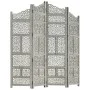 Screen 4 panels hand carved gray mango wood 160x165 cm by vidaXL, Room dividers - Ref: Foro24-285328, Price: 210,21 €, Discou...