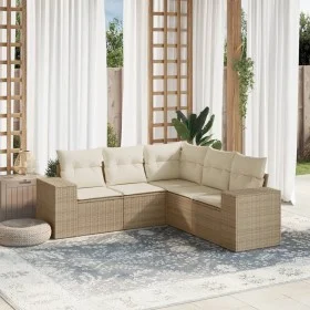 Juego de sofás jardín con cojines 5 pzas ratán sintético beige by , Garden sets - Ref: Foro24-3222547, Price: 397,87 €, Disco...