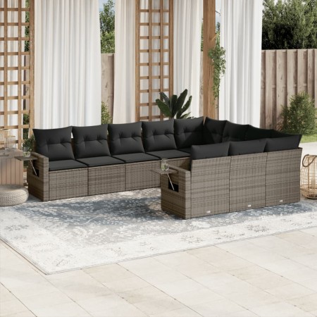 Set de sofás de jardín 10 pzas con cojines ratán sintético gris by , Garden sets - Ref: Foro24-3253027, Price: 604,78 €, Disc...