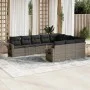 Set de sofás de jardín 10 pzas con cojines ratán sintético gris by , Garden sets - Ref: Foro24-3253027, Price: 615,95 €, Disc...