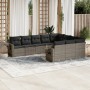 Set de sofás de jardín 10 pzas con cojines ratán sintético gris by , Garden sets - Ref: Foro24-3253027, Price: 604,78 €, Disc...