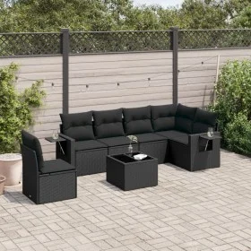 Garten-Essgruppe 7-teilig mit schwarzen Polstern aus synthetischem Rattan von , Gartensets - Ref: Foro24-3252572, Preis: 486,...
