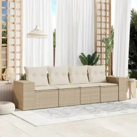 Juego de sofás jardín con cojines 4 pzas ratán sintético beige by , Garden sets - Ref: Foro24-3254615, Price: 342,71 €, Disco...