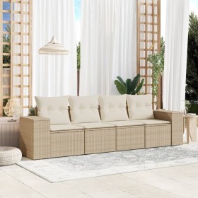 Juego de sofás jardín con cojines 4 pzas ratán sintético beige by , Garden sets - Ref: Foro24-3254615, Price: 335,92 €, Disco...