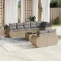 Gartensofa-Set, 9-teilig, mit Kissen, aus synthetischem Rattan in Beige. von , Modulare Sofas für den Außenbereich - Ref: For...