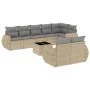 Gartensofa-Set, 9-teilig, mit Kissen, aus synthetischem Rattan in Beige. von , Modulare Sofas für den Außenbereich - Ref: For...