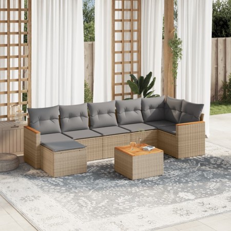 Juego de sofás de jardín con cojines beige 8 pzas ratán PE by , Garden sets - Ref: Foro24-3258601, Price: 490,79 €, Discount: %
