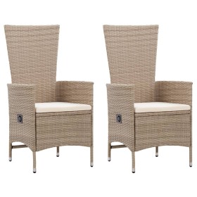 Sillas de jardín 2 unidades con cojines ratán sintético beige de vidaXL, Sillas de jardín - Ref: Foro24-46063, Precio: 224,48...
