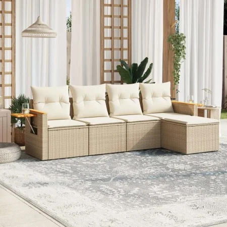 Juego de sofás jardín con cojines 5 pzas ratán sintético beige by , Garden sets - Ref: Foro24-3259160, Price: 374,24 €, Disco...