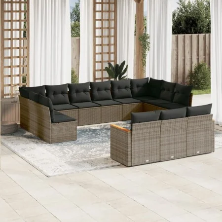Set sofás de jardín con cojines 13 piezas ratán sintético gris by , Garden sets - Ref: Foro24-3258861, Price: 810,59 €, Disco...