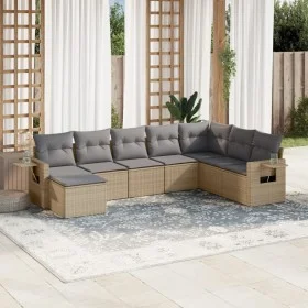 Juego de sofás de jardín con cojines beige 8 pzas ratán PE by , Garden sets - Ref: Foro24-3252896, Price: 515,08 €, Discount: %