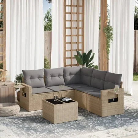 Juego de sofás jardín con cojines 6 pzas ratán sintético beige by , Garden sets - Ref: Foro24-3252496, Price: 424,60 €, Disco...