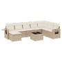 Set de sofás de jardín 9 pzas con cojines ratán sintético beige by , Garden sets - Ref: Foro24-3252905, Price: 613,26 €, Disc...