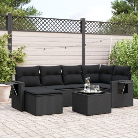 Garten-Essgruppe 7-teilig mit schwarzen Polstern aus synthetischem Rattan von , Gartensets - Ref: Foro24-3252802, Preis: 469,...