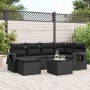 Set de comedor de jardín 7 pzas y cojines ratán sintético negro de , Conjuntos de jardín - Ref: Foro24-3252802, Precio: 468,58 €
