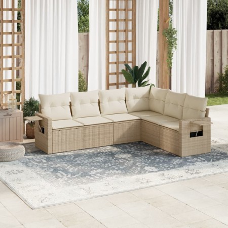 Gartensofa-Set mit 6-teiligen Kissen aus synthetischem Rattan in Beige. von , Gartensets - Ref: Foro24-3252545, Preis: 475,42...