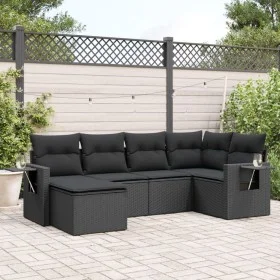 Set de sofás de jardín 6 piezas y cojines ratán sintético negro by , Garden sets - Ref: Foro24-3252792, Price: 428,32 €, Disc...