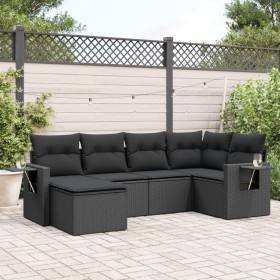 Set de sofás de jardín 6 piezas y cojines ratán sintético negro de , Conjuntos de jardín - Ref: Foro24-3252792, Precio: 428,2...