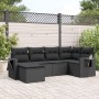 6-teiliges Gartensofa-Set und Kissen aus schwarzem Kunststoff-Rattan. von , Gartensets - Ref: Foro24-3252792, Preis: 428,24 €...