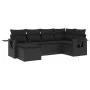 6-teiliges Gartensofa-Set und Kissen aus schwarzem Kunststoff-Rattan. von , Gartensets - Ref: Foro24-3252792, Preis: 430,16 €...