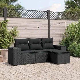Gartensitzgruppe 4-teilig mit schwarzen Polstern aus synthetischem Rattan von , Gartensets - Ref: Foro24-3254802, Preis: 291,...