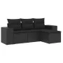 Juego de sofás jardín 4 pzas con cojines ratán sintético negro by , Garden sets - Ref: Foro24-3254802, Price: 291,55 €, Disco...