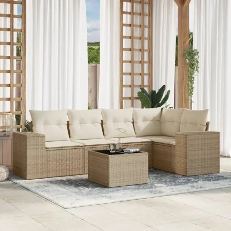 Juego de sofás jardín con cojines 6 pzas ratán sintético beige by , Garden sets - Ref: Foro24-3254875, Price: 470,31 €, Disco...