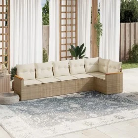 Juego de sofás jardín con cojines 6 pzas ratán sintético beige by , Garden sets - Ref: Foro24-3258390, Price: 428,11 €, Disco...