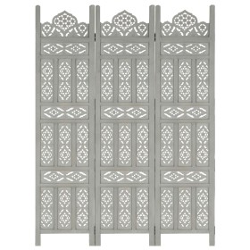 Paravent 3 Paneele handgeschnitztes graues Mangoholz 120x165 cm von vidaXL, Raumteiler - Ref: Foro24-285321, Preis: 177,66 €,...