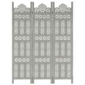 Paravent 3 Paneele handgeschnitztes graues Mangoholz 120x165 cm von vidaXL, Raumteiler - Ref: Foro24-285321, Preis: 164,11 €,...