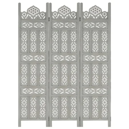 Screen 3 panels hand carved gray mango wood 120x165 cm by vidaXL, Room dividers - Ref: Foro24-285321, Price: 164,11 €, Discou...